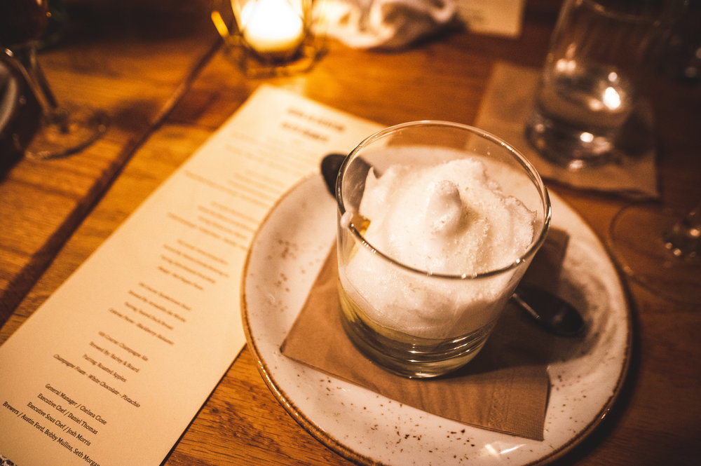  The sixth and final course - Roasted Apples topped with champagne foam. 