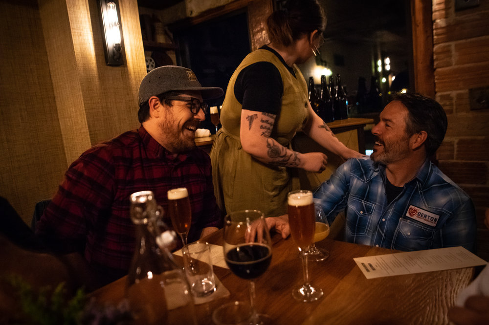 Seth Morgan and Bobby Mullins share a laugh during the course of the successful and decadent beer dinner. 