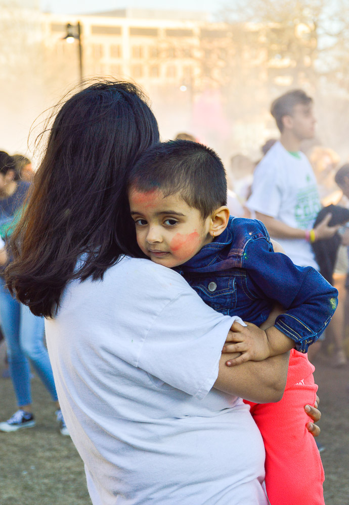  A mother and child enjoy the colorful chaos. 