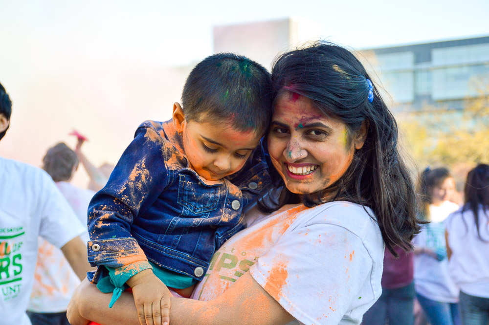  A mother and child enjoy the colorful chaos. 