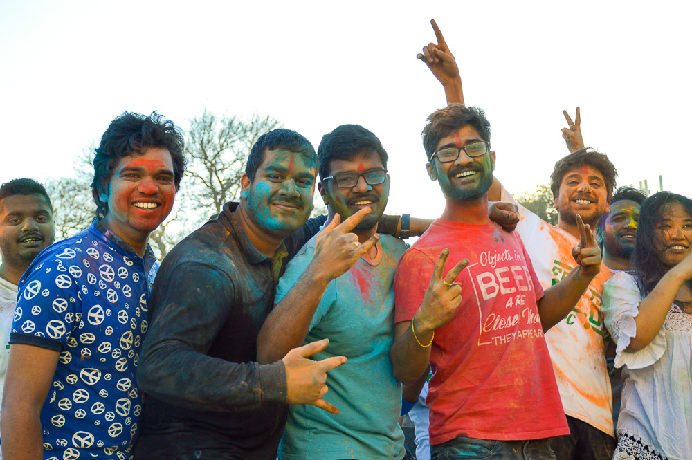  Friends pose for a photo during the celebration. 