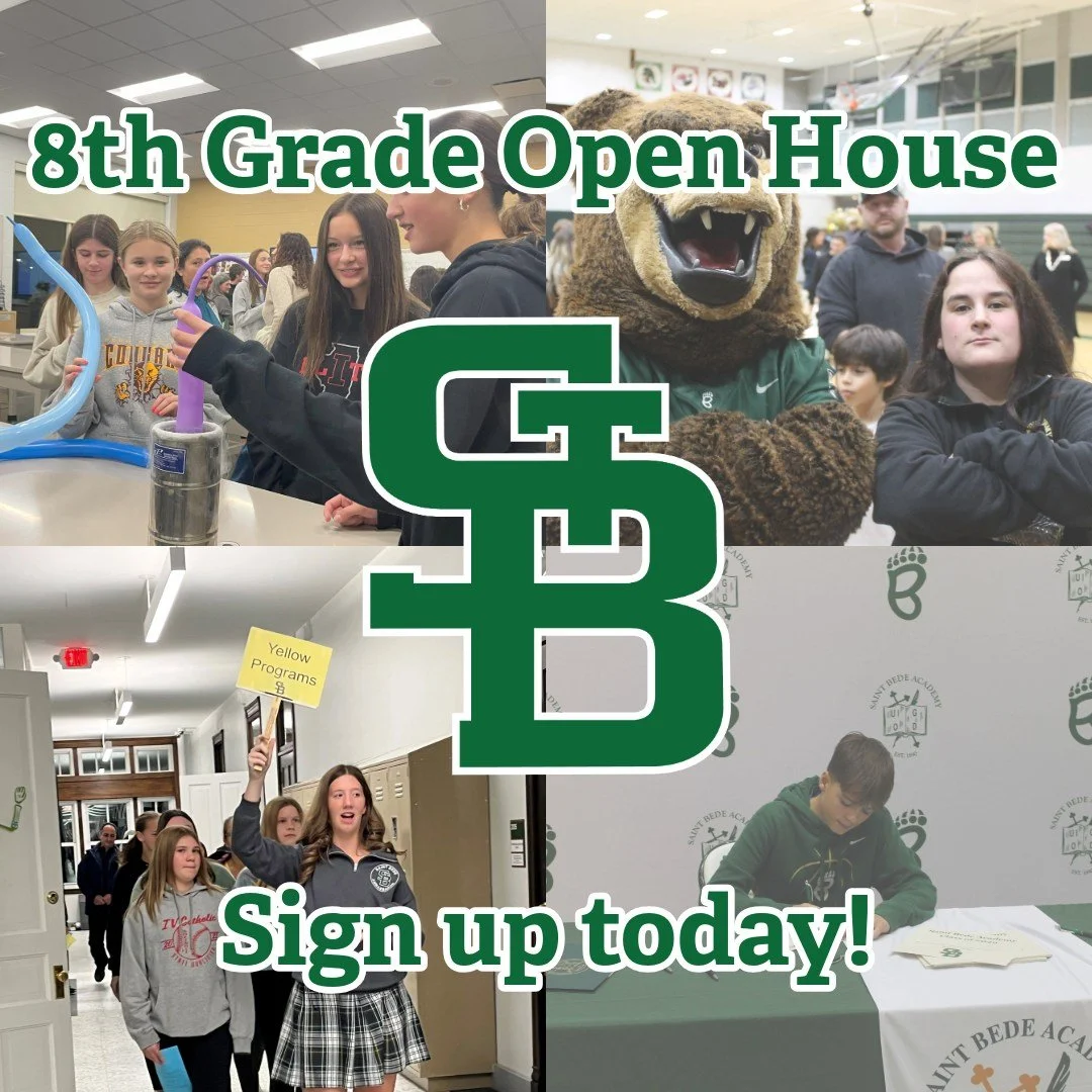 We're less than 2 weeks away from the 8th Grade Open House - have you signed up yet? 
Join us on Wednesday, Nov. 5, at 6:30pm in the Abbey Church for a night filled with info about Saint Bede! Let us show you around campus, introduce you to our facu