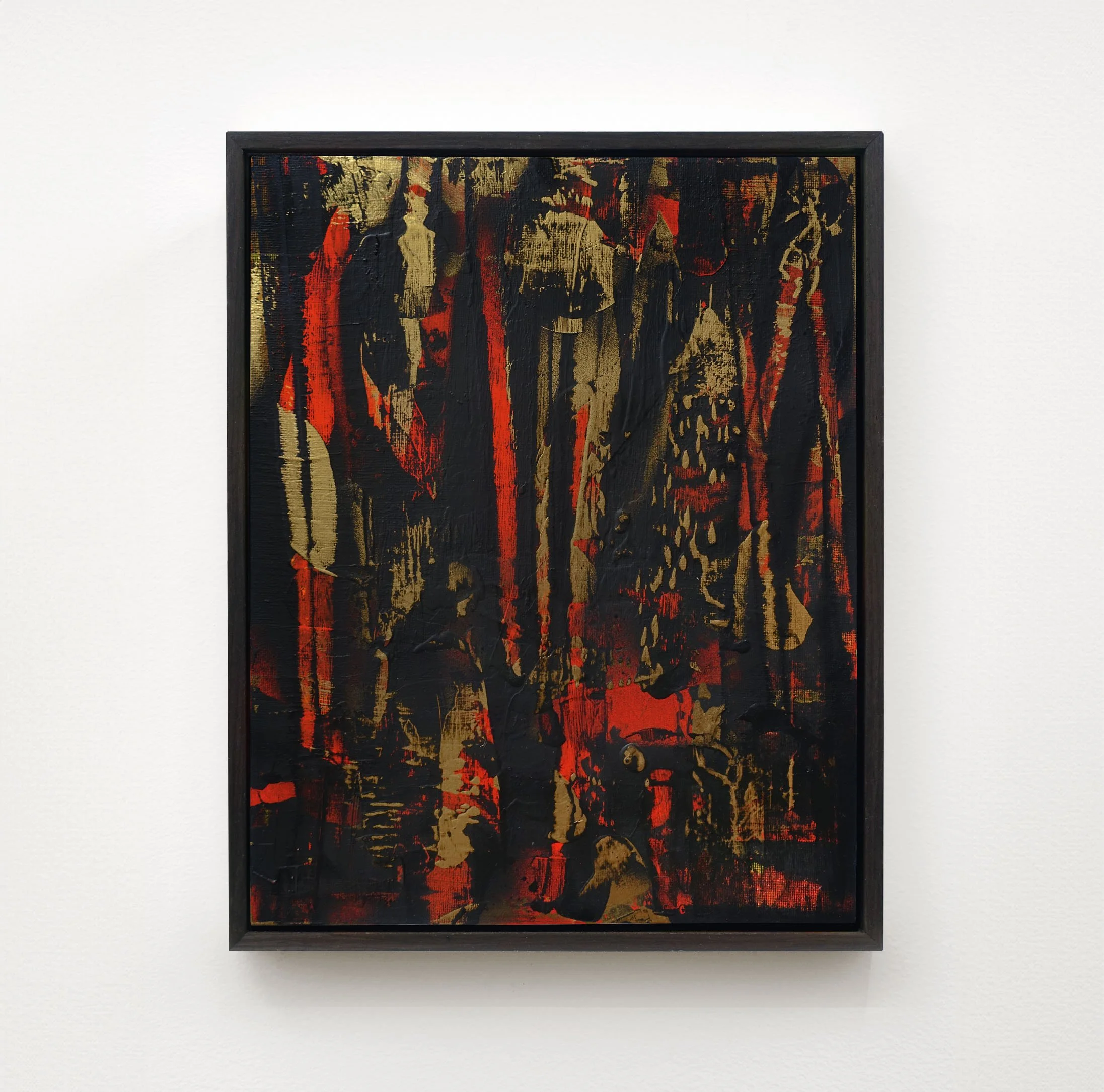  A Forest Mighty Black, No 2, 2025  Acrylic and spray paint on canvas  14 x 11 inches / 35.6 x 28 cm  $900 