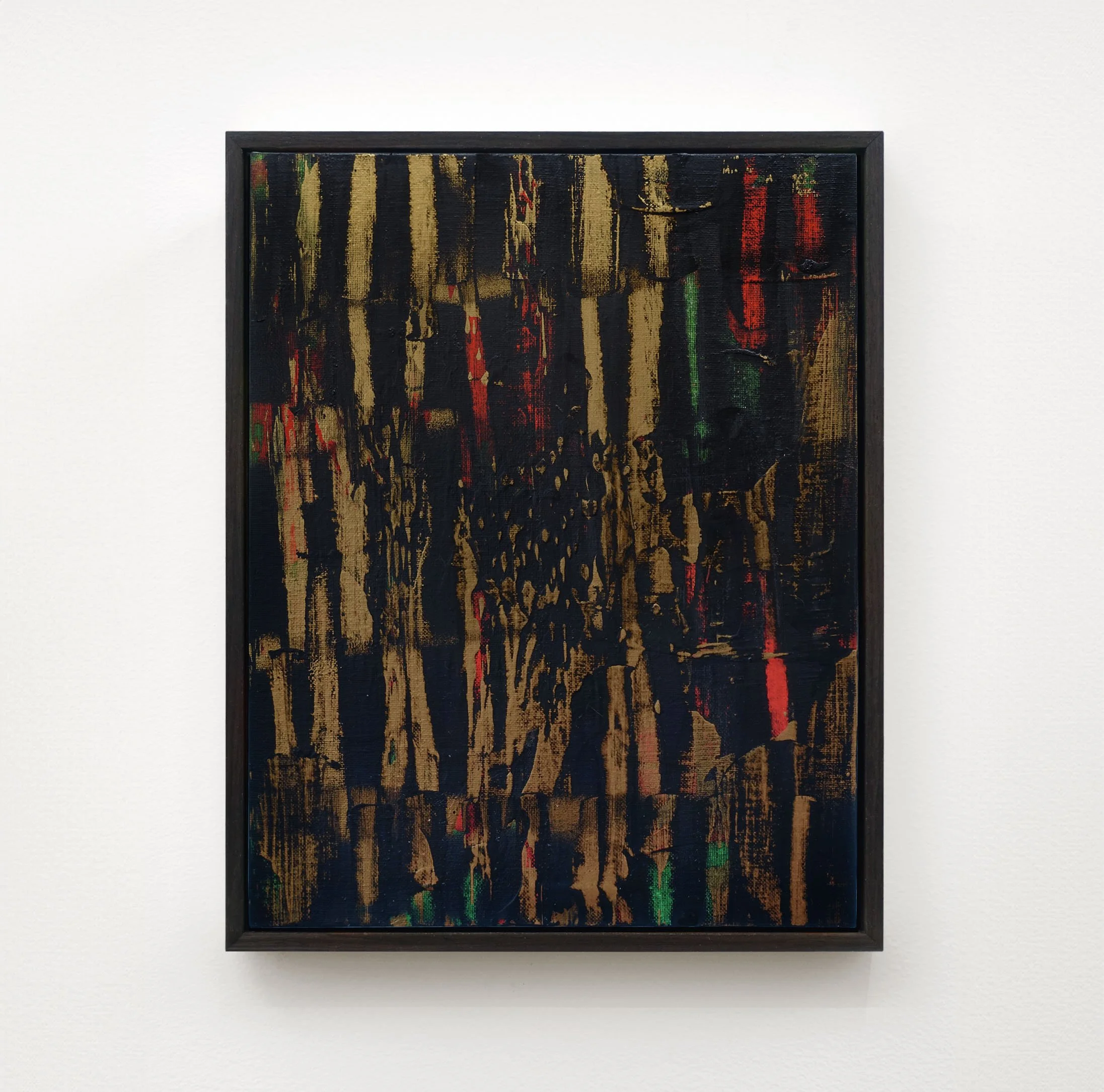  A Forest Mighty Black, No 3, 2025  Acrylic and spray paint on canvas  14 x 11 inches / 35.6 x 28 cm  $900 