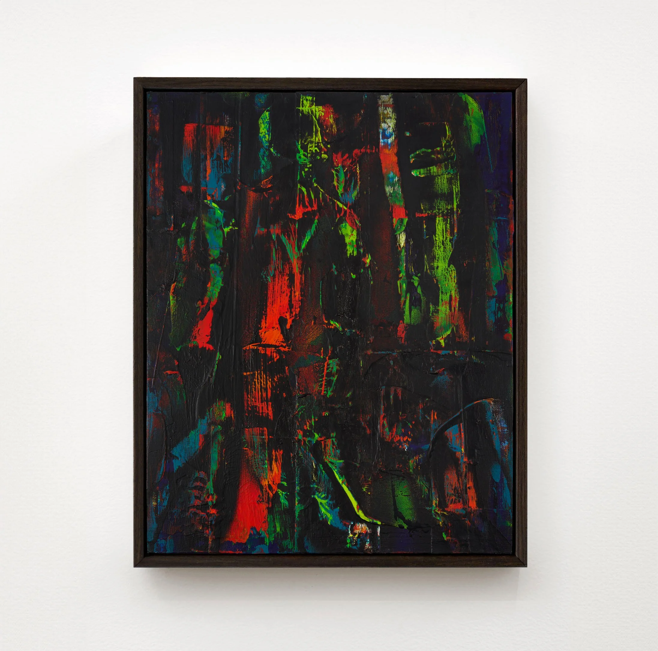  A Forest Mighty Black No 9, 2026  Acrylic and spray paint on canvas  14 x 11 inches / 35.6 x 28 cm  $900 