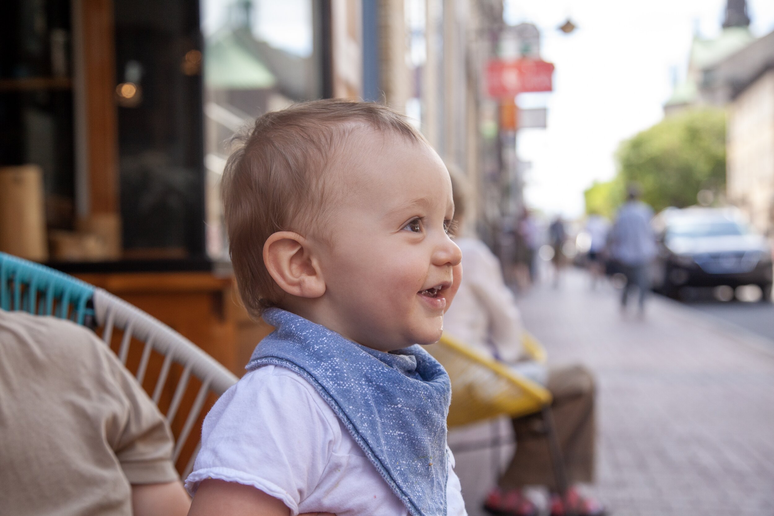 Judah making strangers smile in Quebec City