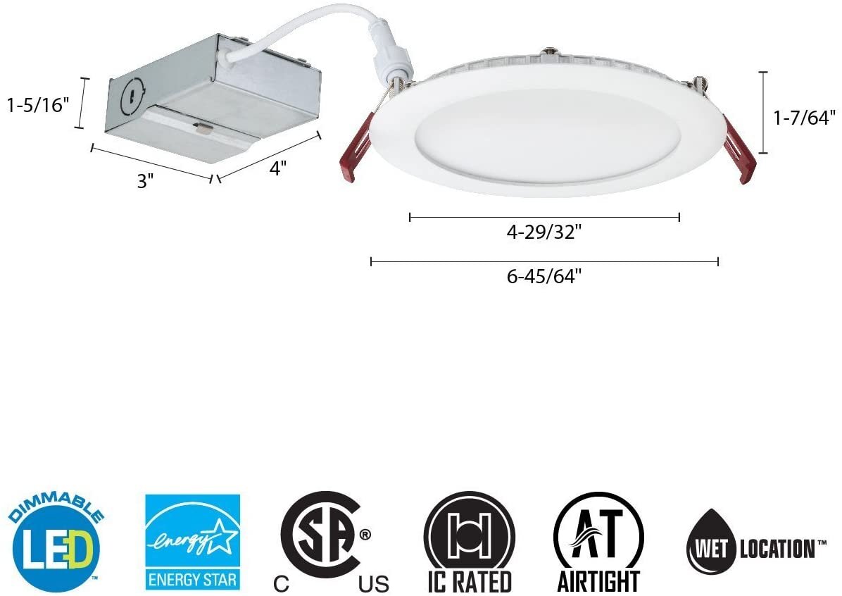 These LED recessed lights do not require a housing, so they are a great option for installing in a room where there isn’t a lot of space to work with above the ceiling (ie, between floors). They are super easy to install and even come with a templat…