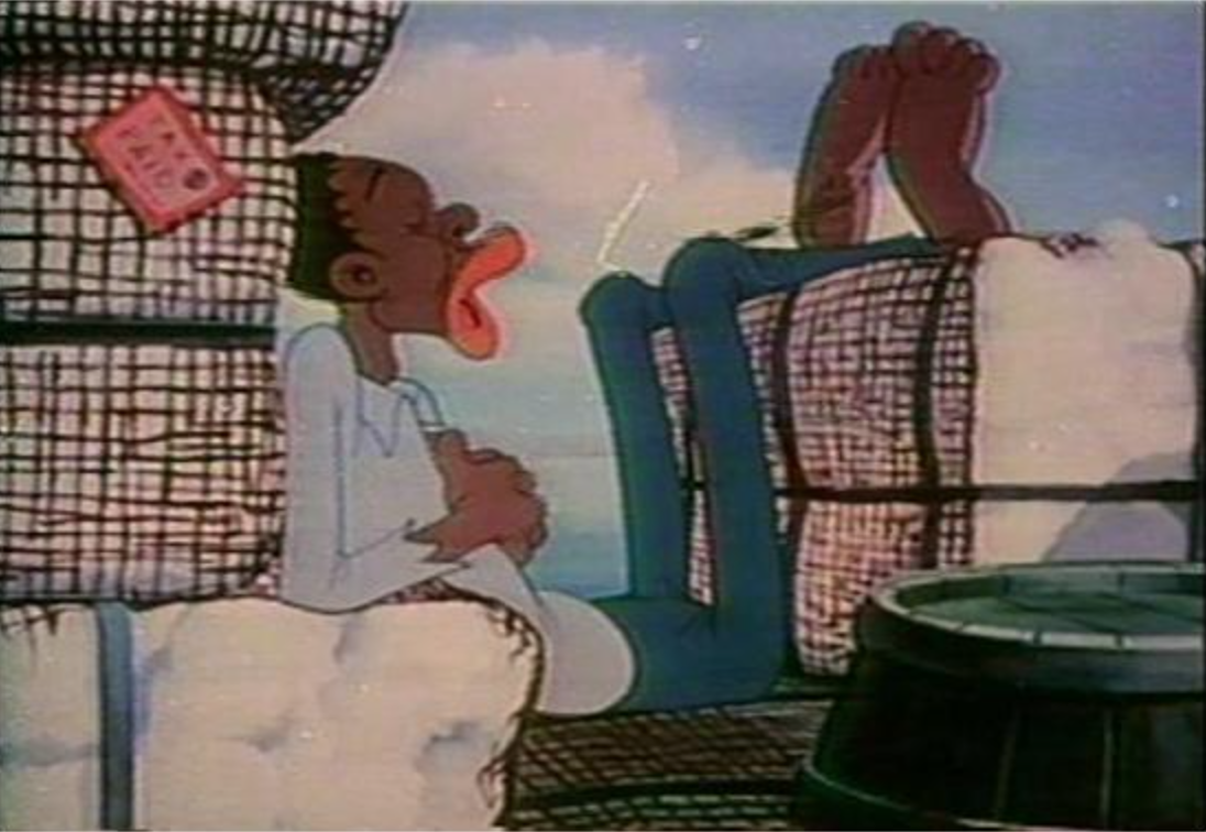 Blacks were depicted as lazy in several caricatures and cartoons.