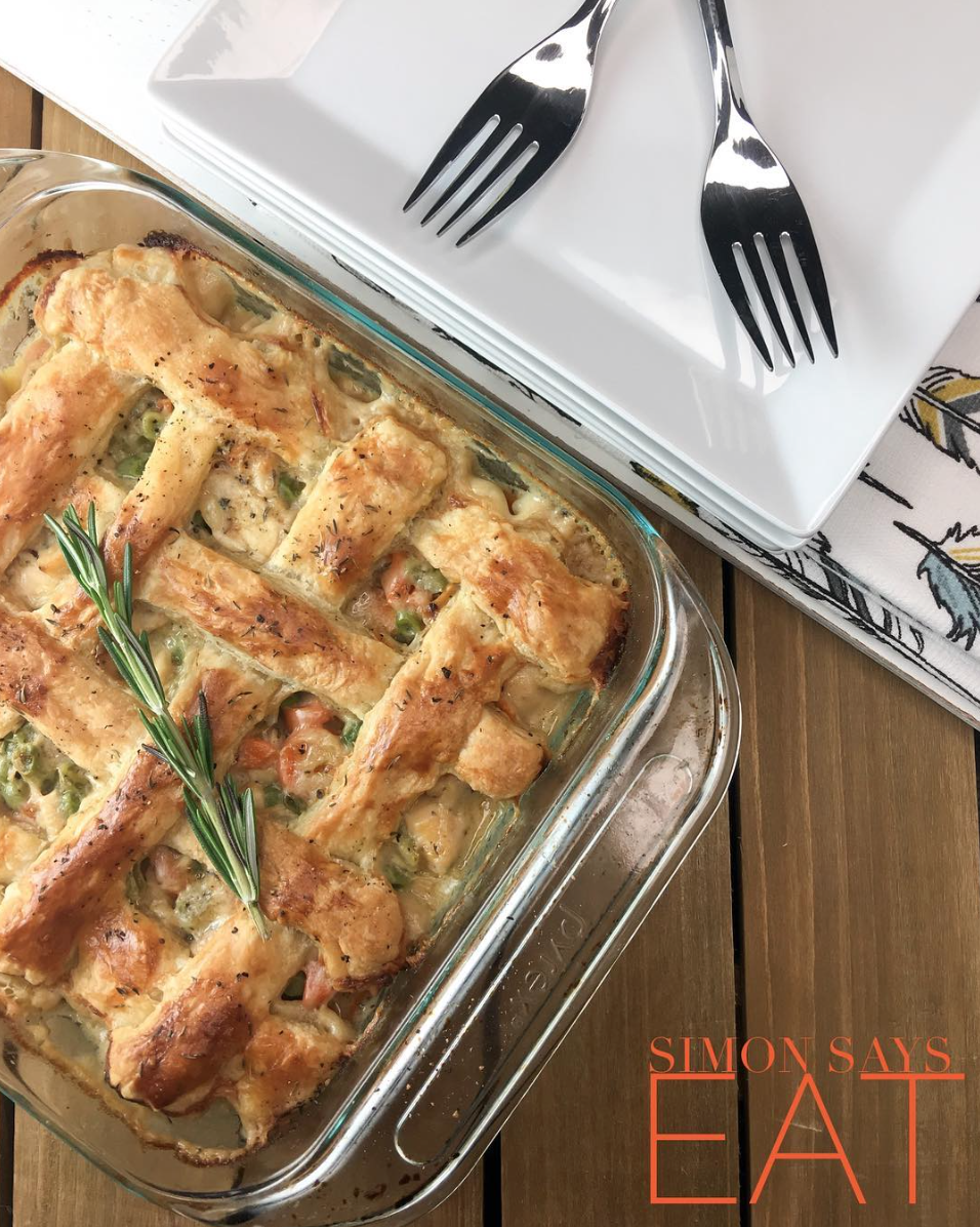 Chicken Pot Pie with puff pastry