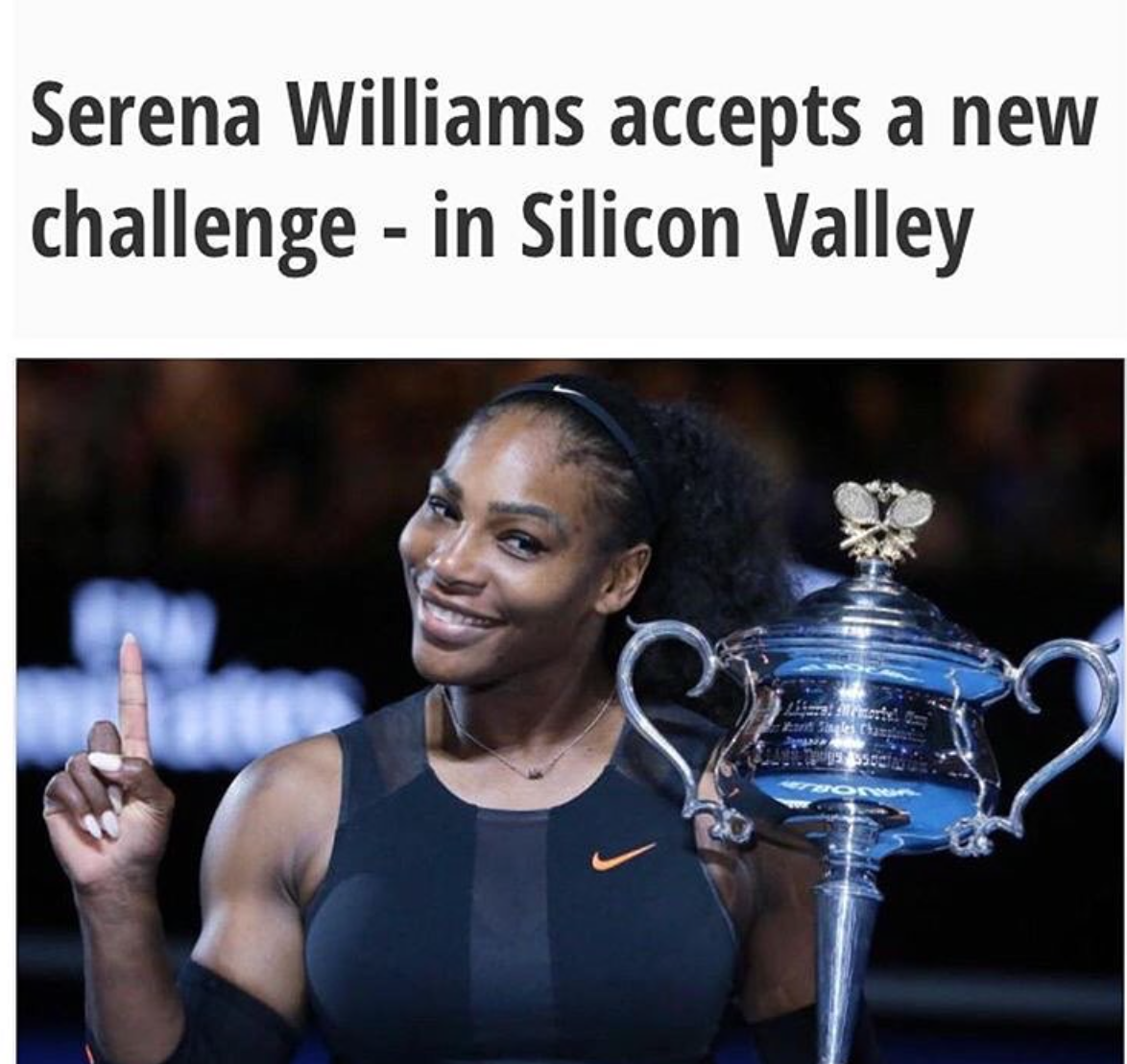 Sharing positivity on our TL: The Young, Ambitious, & Beautiful Serena Williams has joined the Silicon Valley SurveyMonkey board to improve tech diversity. Congratulations on your latest venture!
