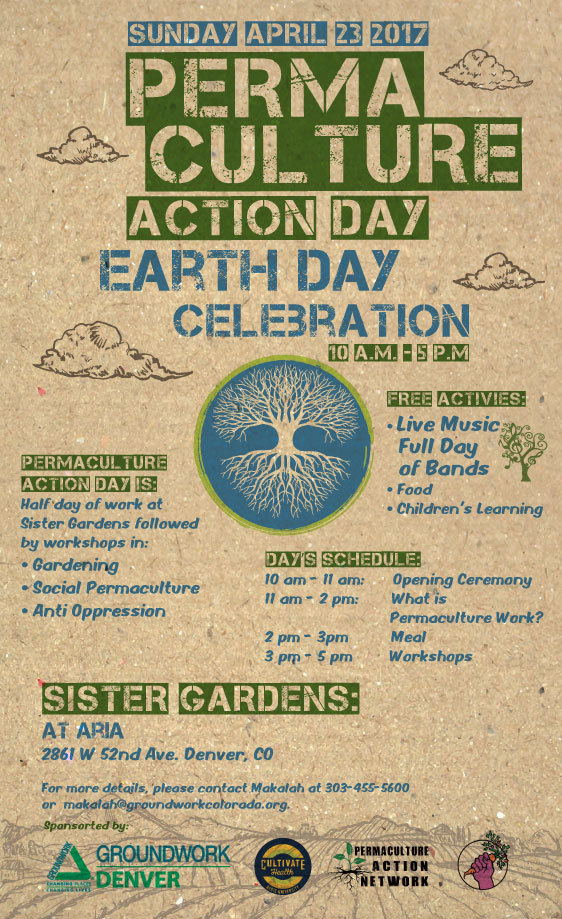 Permaculture action day @ sister Gardens, Denver This pay-what-you-can FARM STAND is EXACTLY what we want to see more of in this world! Help Solutions Voyage lend a hand to Sister Gardens at the Action Day in Denver. Projects include painting, garden bed prep, tree planting, weeding, picking up trash, and celebrating the farm! Feels GOOD to GIVE back by getting yo hands dirty.