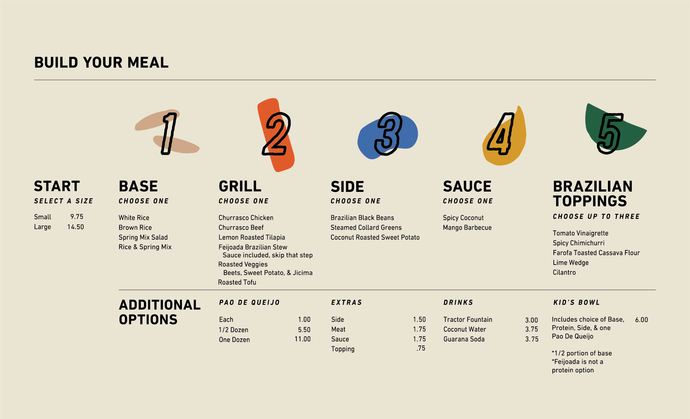 Menu Five On Black Menu five on black