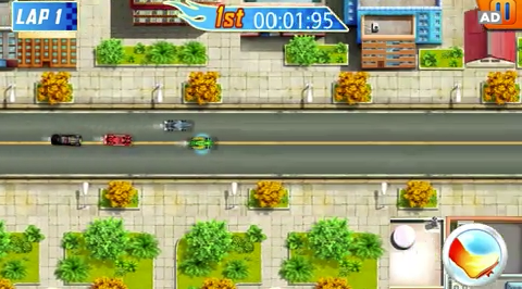 Tap and hold anywhere onscreen to go. Lift up to brake and drift.