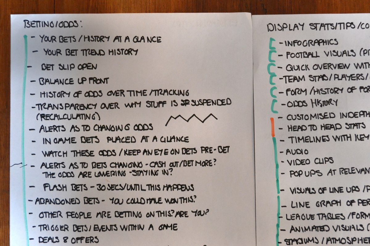 Card sorting ideas