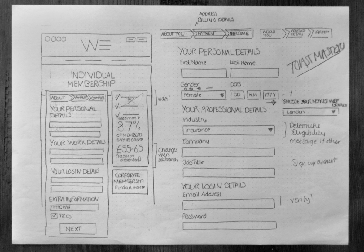 Low fidelity wireframe