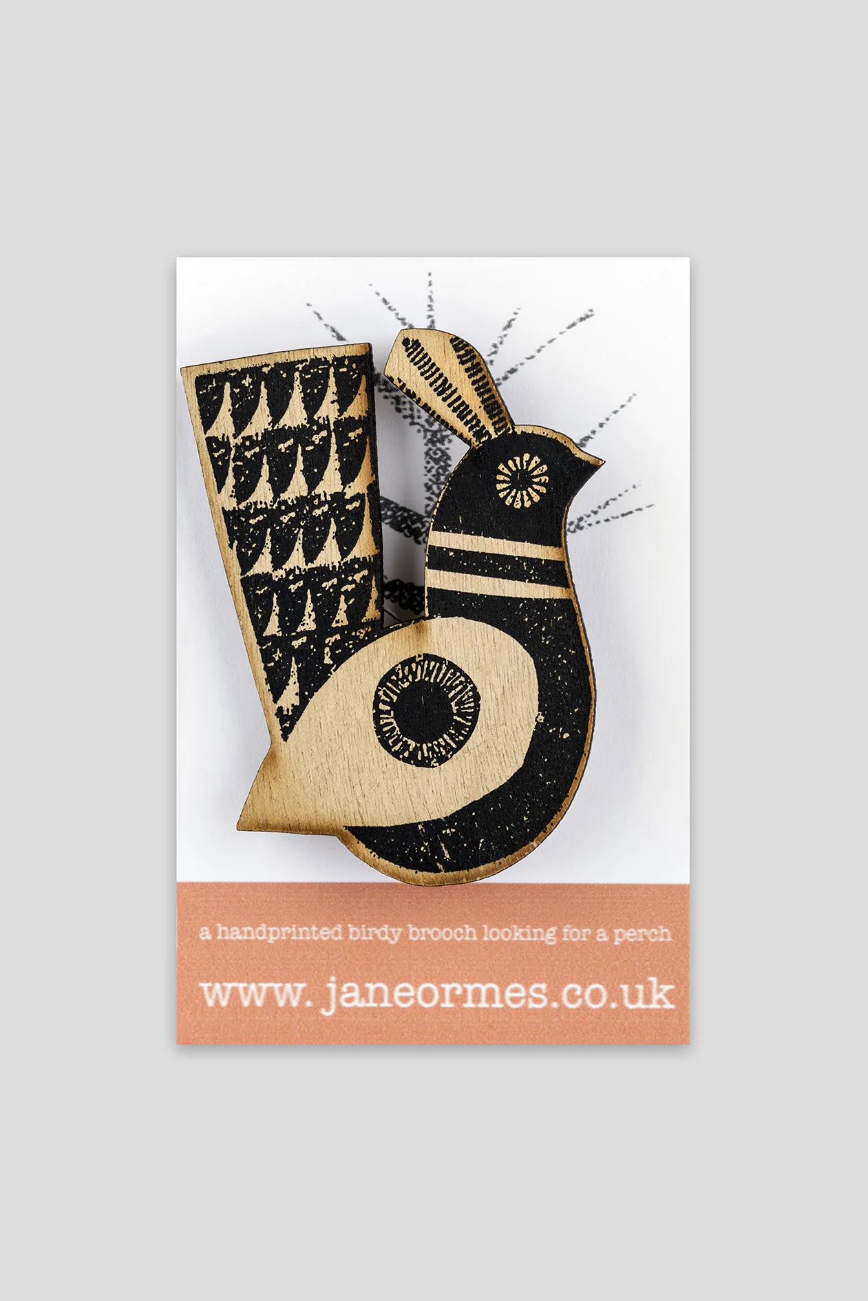 Black Circle Winged Quail Brooch