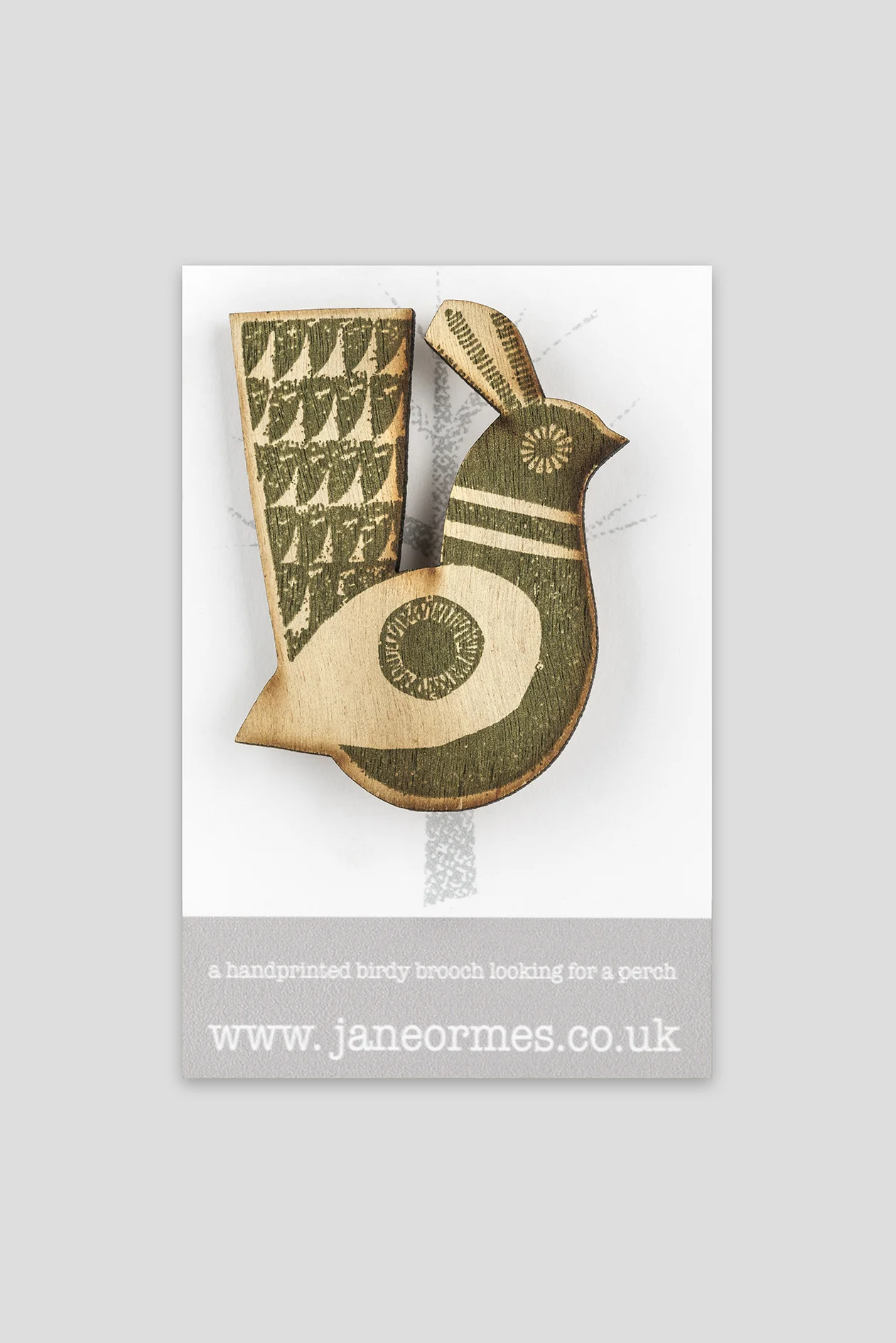 Green Circle Winged Quail brooch