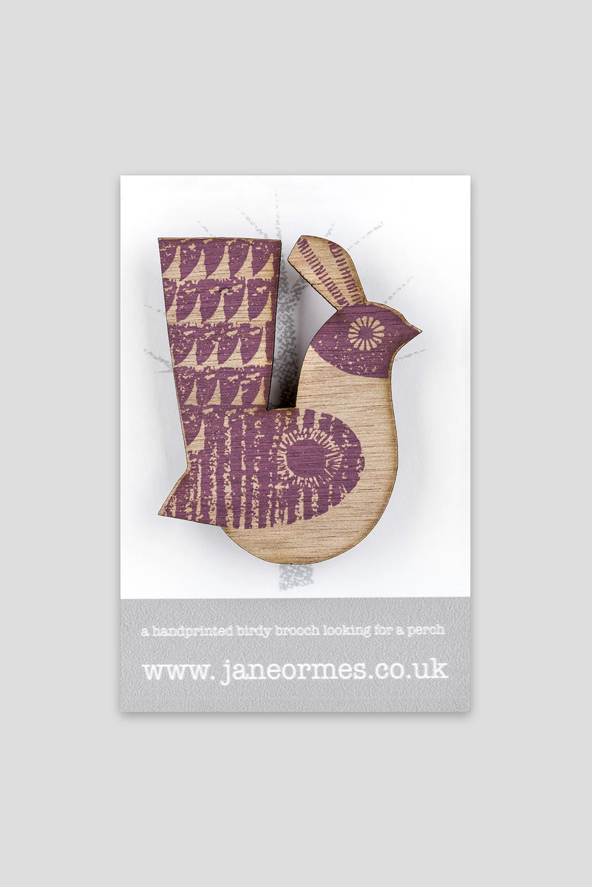 Raspberry Circle winged Quail brooch