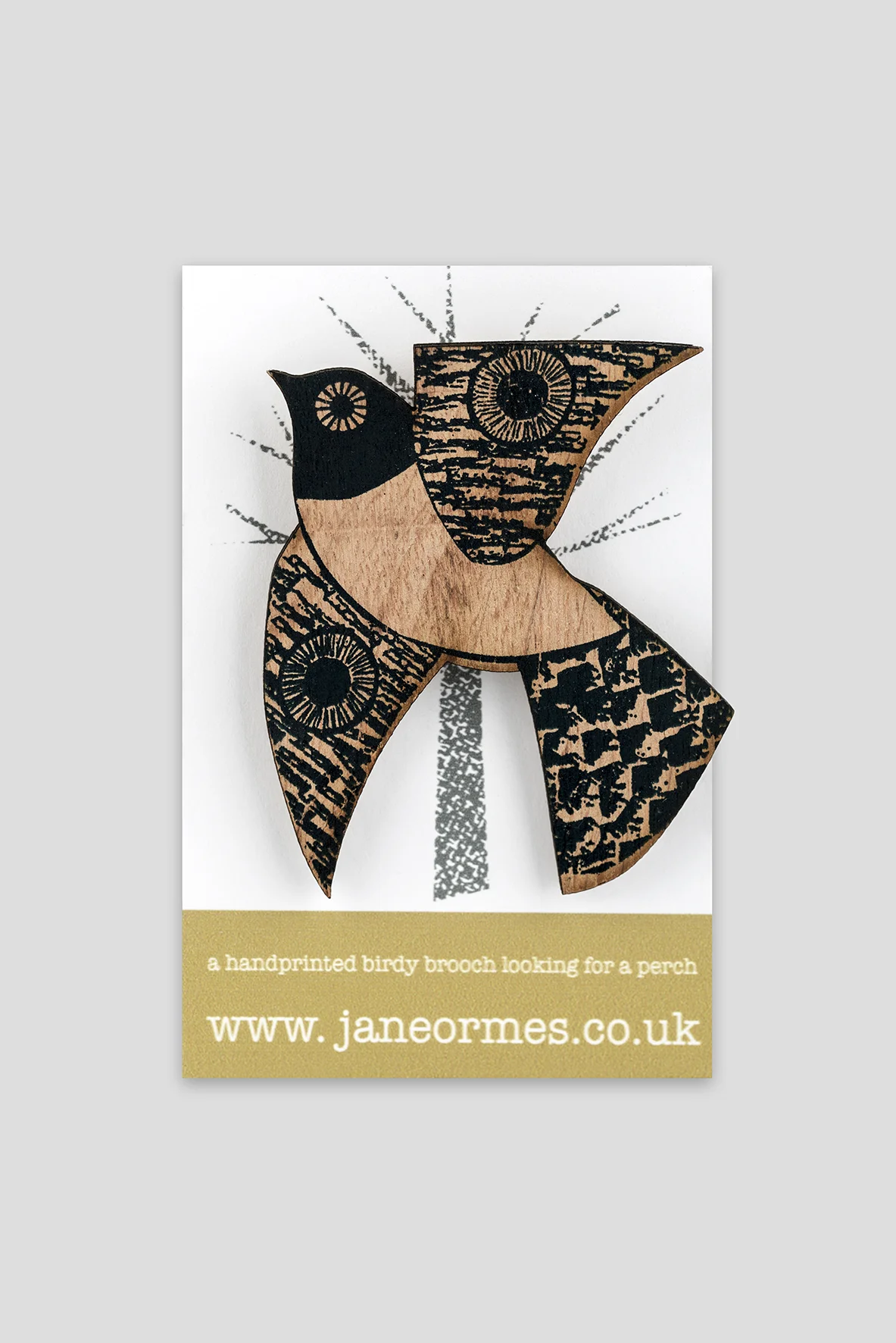 Black White Tummied Flying Bird brooch