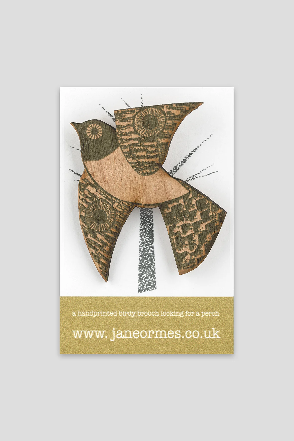 Green White Tummied Flying Bird brooch