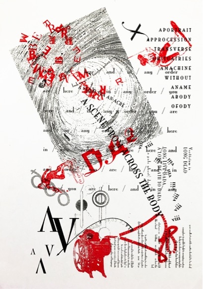 Live Mimeograph printed script from Cabaret Voltaire performance by J.S. Makkos
