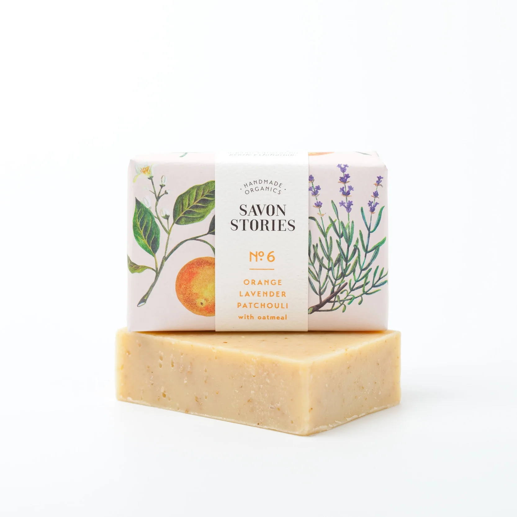Gamme de savons, ici savon n°6 Orange, lavande, patchouli, avoine - 9,50 €