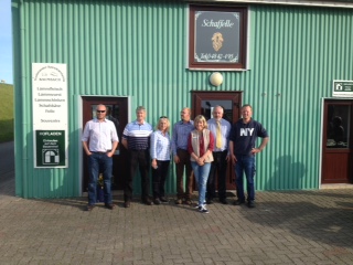 The Baumbach Farm Shop. L-R Ian Murray, Edward Adamson, Ros Turner, Wendelin Schmuecker, Doerte Baumbach, J-P Garnier, Karl Olschewski