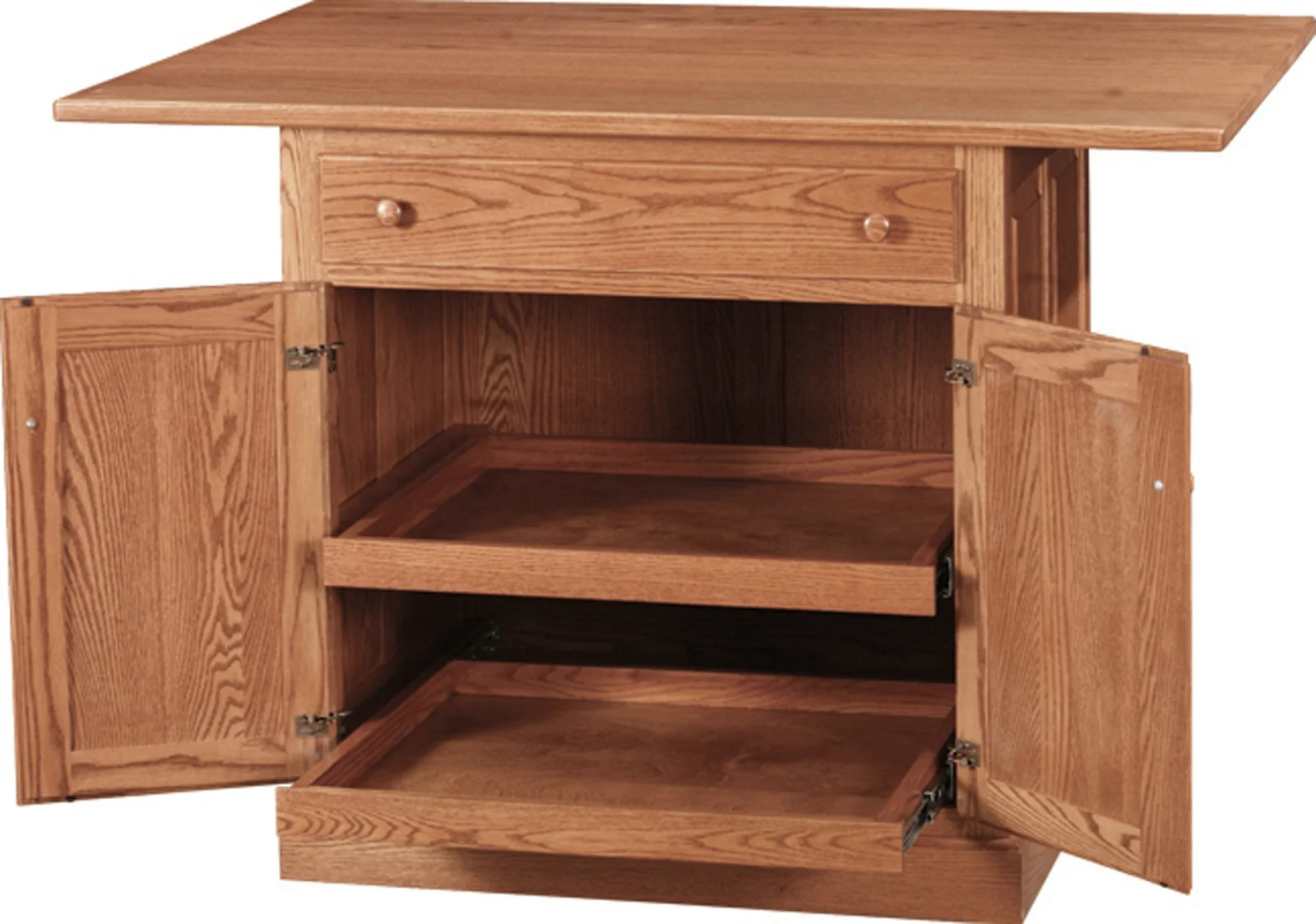 Raised Panel Island IS71 with Slide Out Shelves
