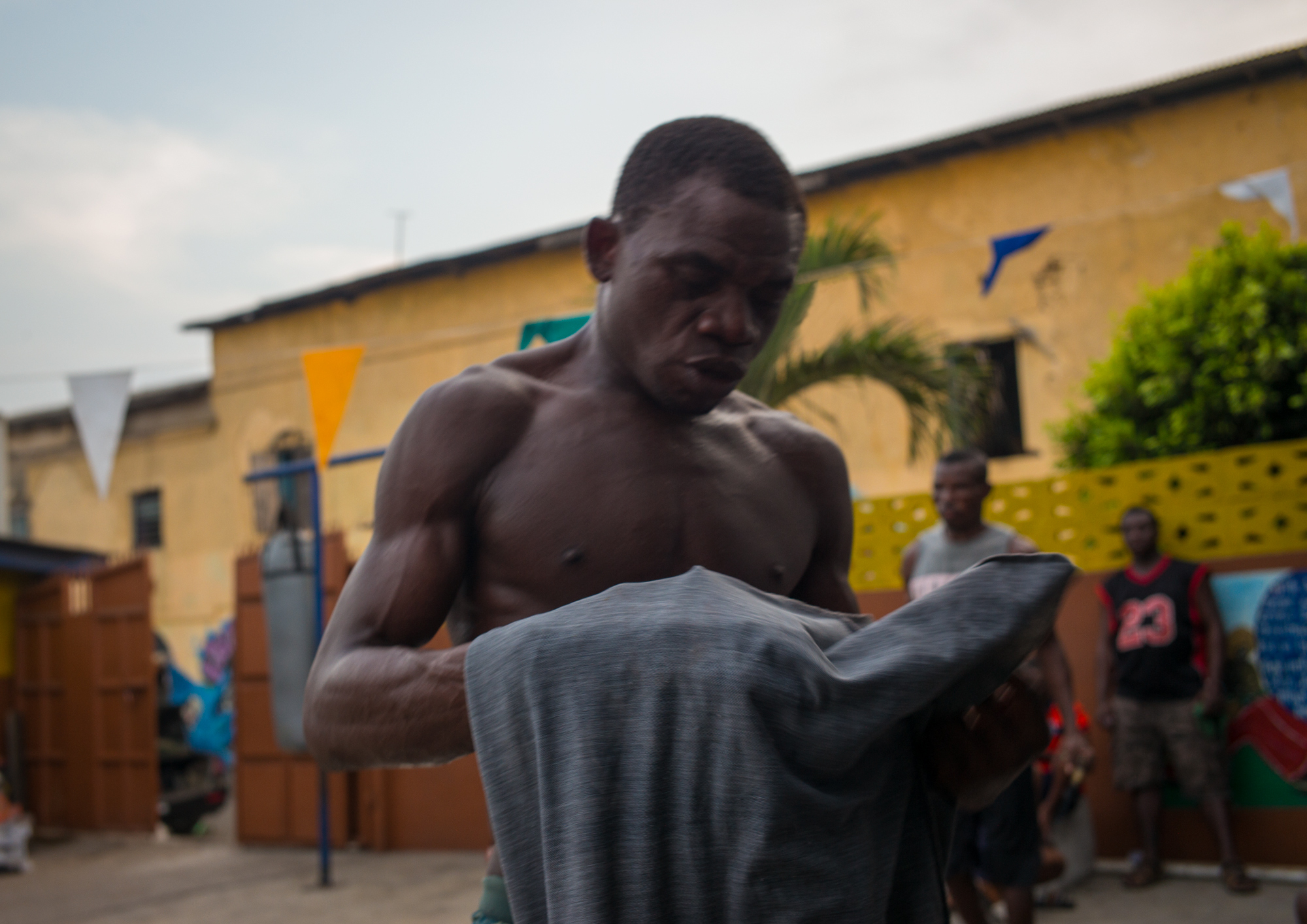  Joseph Lamptey, 36, training at the Black Panthers Gym for a fight that he won on December 26th, 2018 - Jamestown 