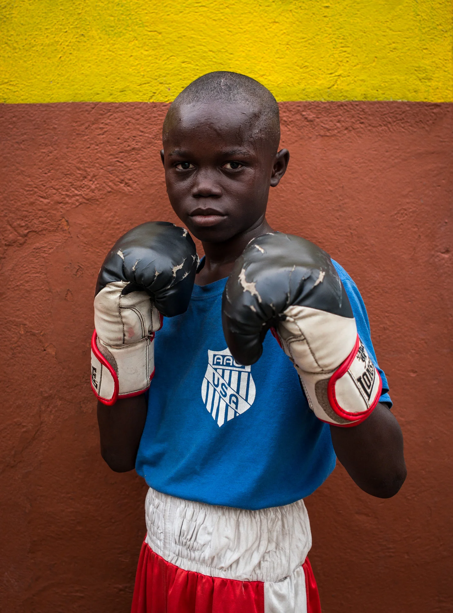 Ebanezer Ankrah, 11, training at the Black Panthers boxing Gym, James Town