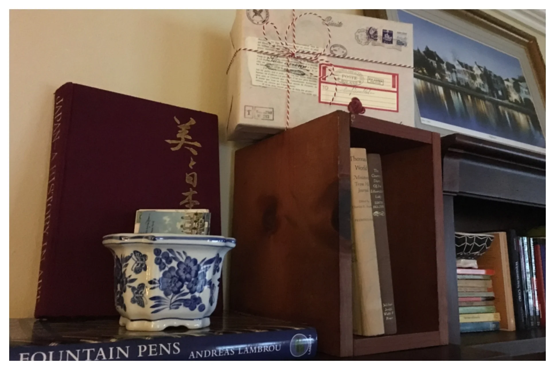 Decorative storage boxes can be used around the house. I like to decorate my letter boxes to look like vintage parcels and display them in my library. 