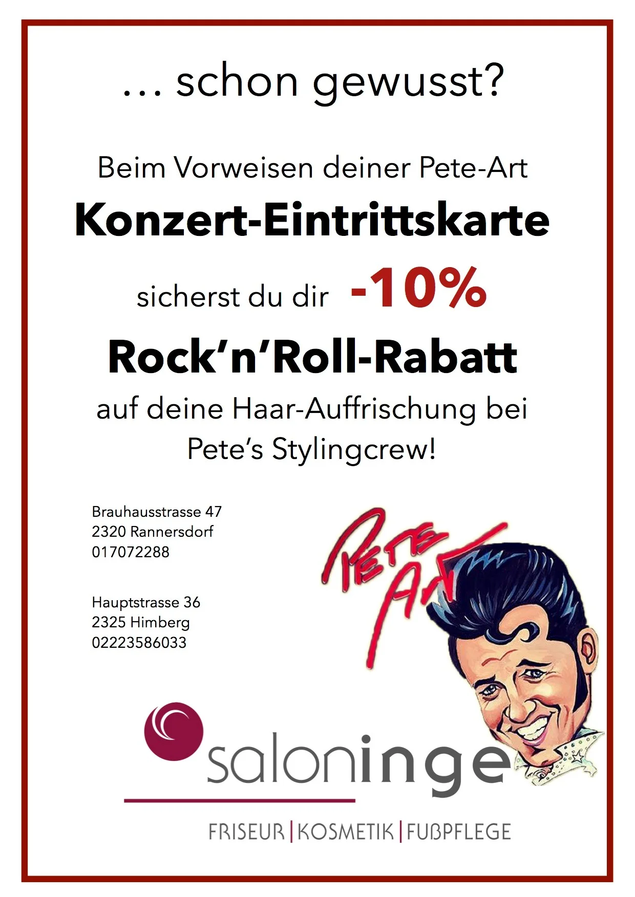 - 10% Rock`n`Roll Rabatt