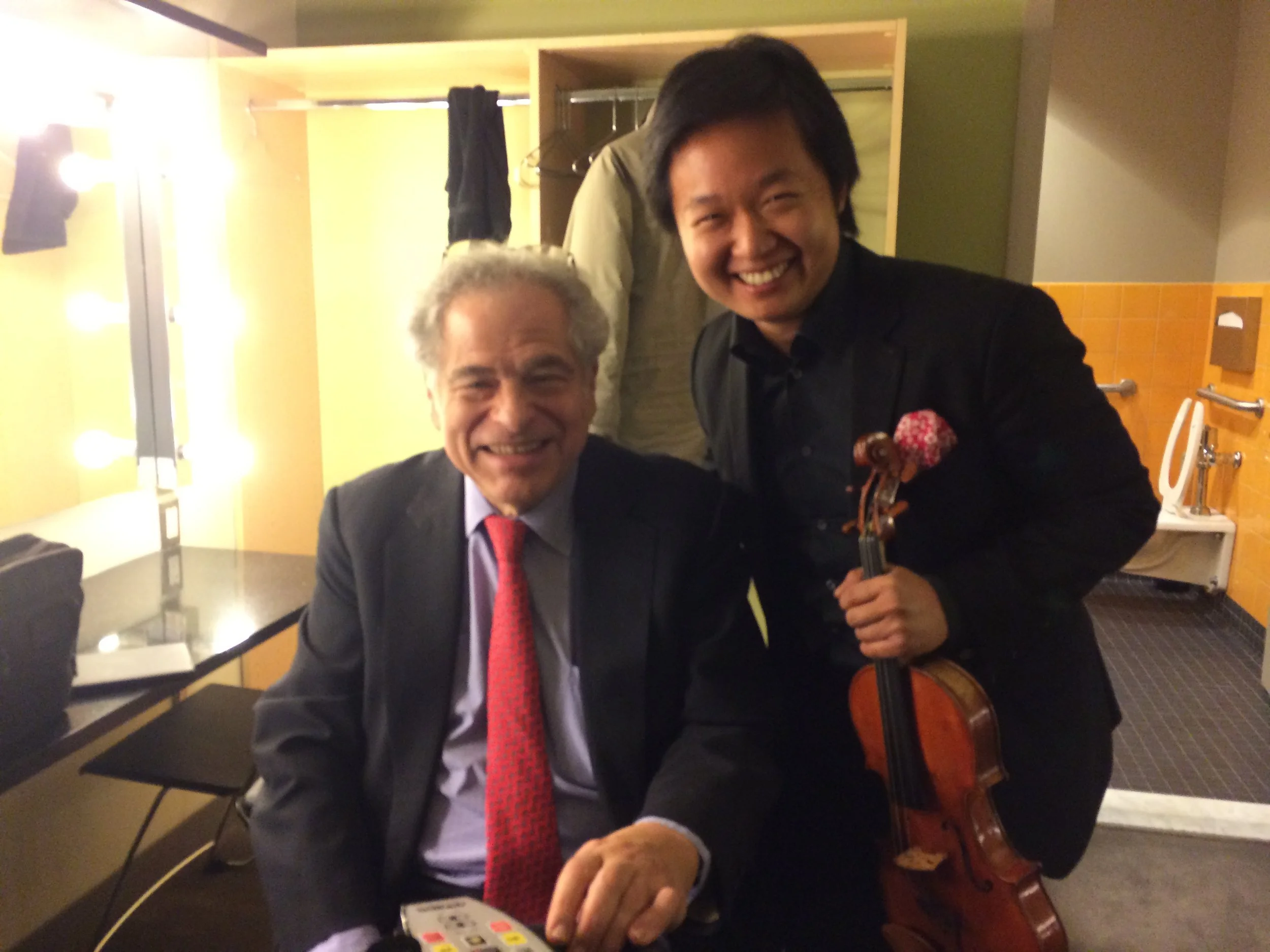 with Itzhak Perlman at Lincoln Center after my performance in the 75th Gala of American-Israel Cultural Foundation, which he hosted.