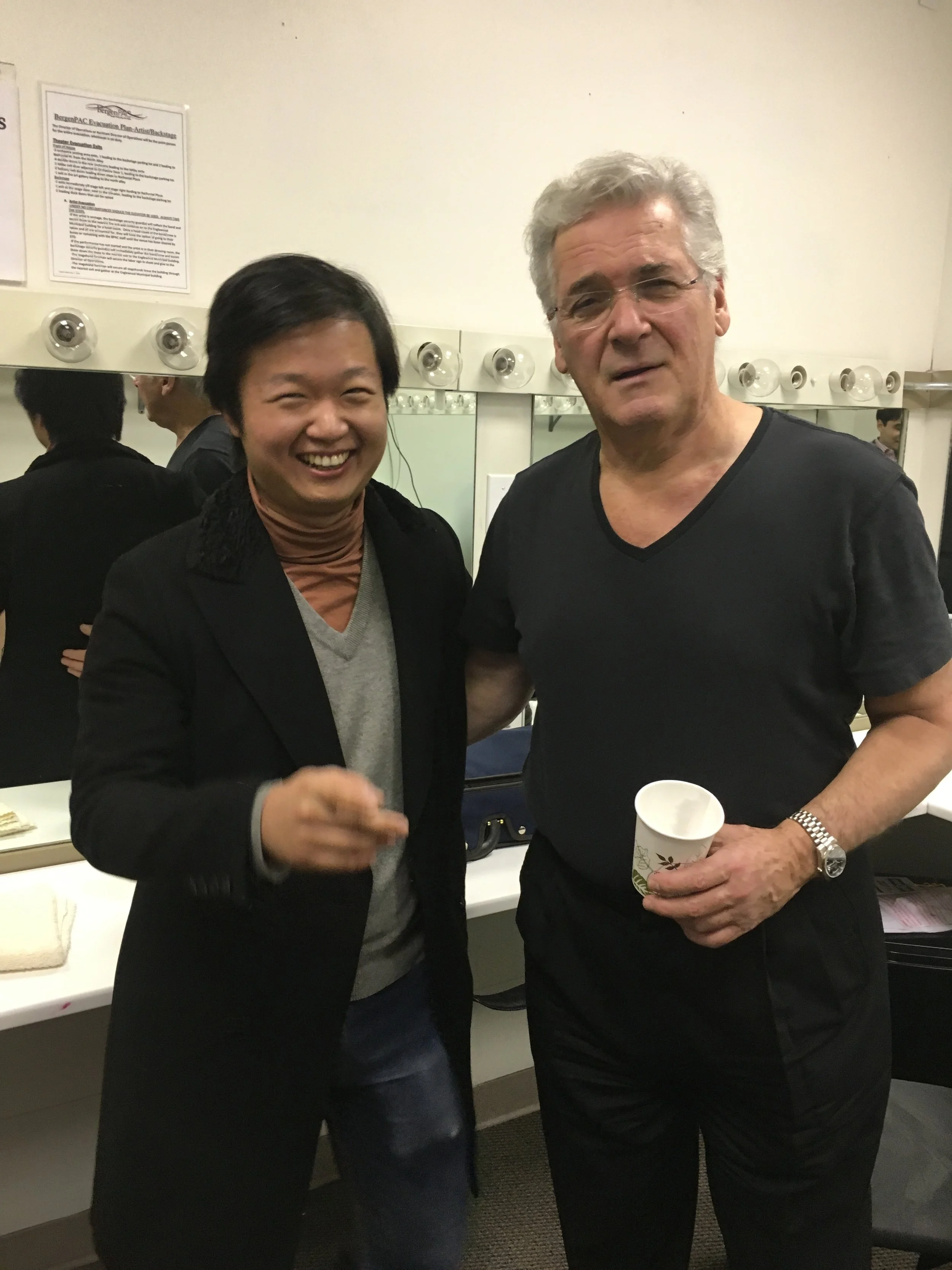  visiting his idol Pinchas Zukerman backstage in New York, 2017. 