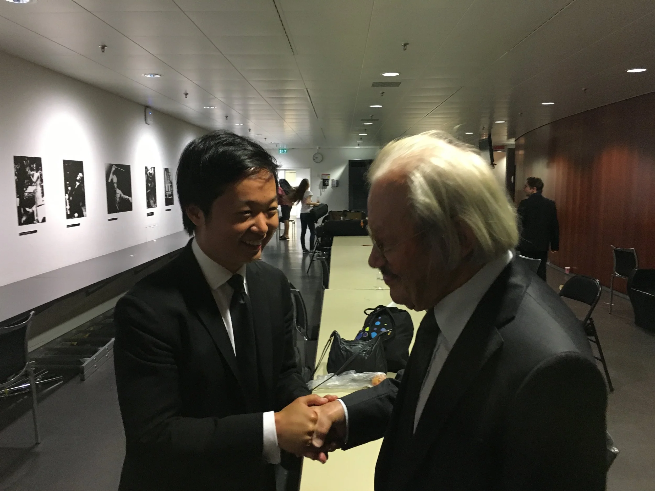 with Friedrich Cerha, after the Swiss premiere of the composer's "Spiegel" at KKL, Lucerne Festival.