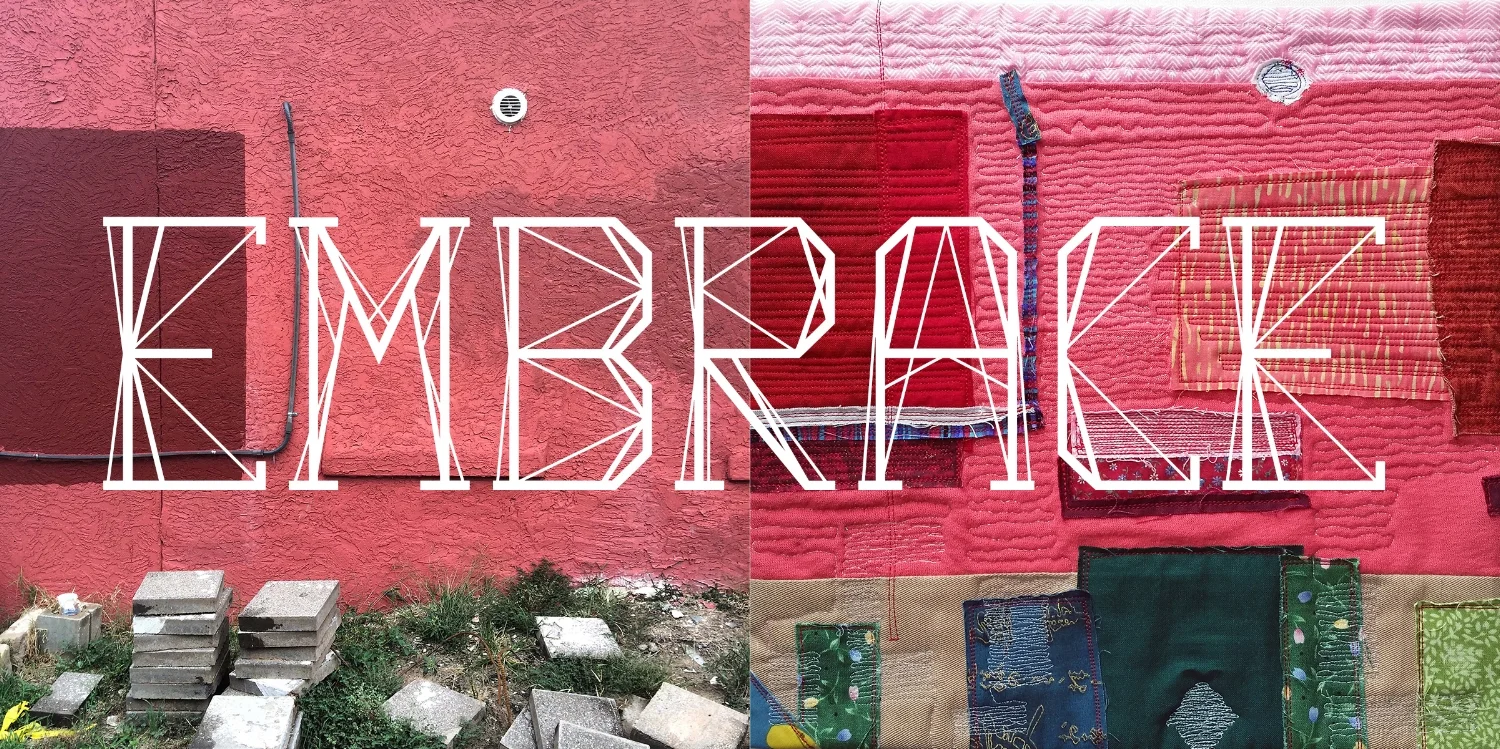 Left: Image by randall barnes as part of #EmbraceTheBuff series » Right: Mini-quilt by Sarah Atlee 