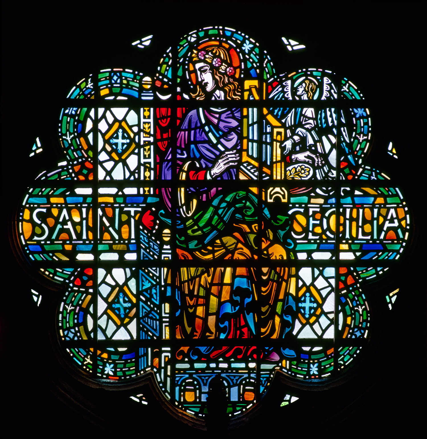 St Cecilia, Musicians' window, Liverpool Cathedral