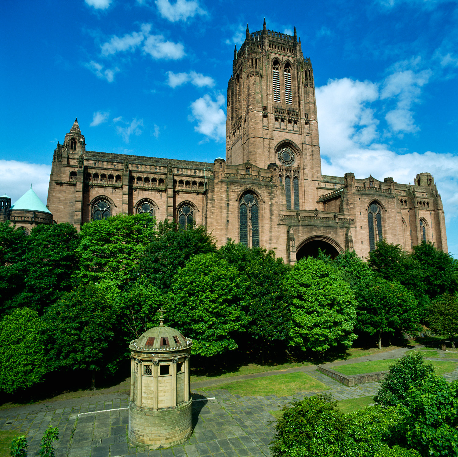 Liverpool Cathedral, from the upper levels of St James cemetery