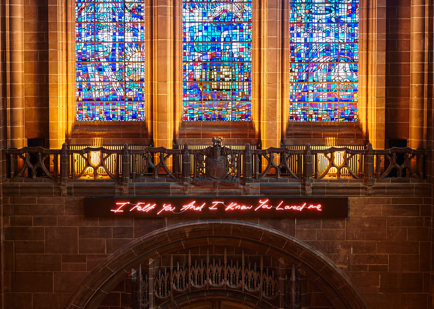 'For You' Liverpool Cathedral, artist Tracey Emin