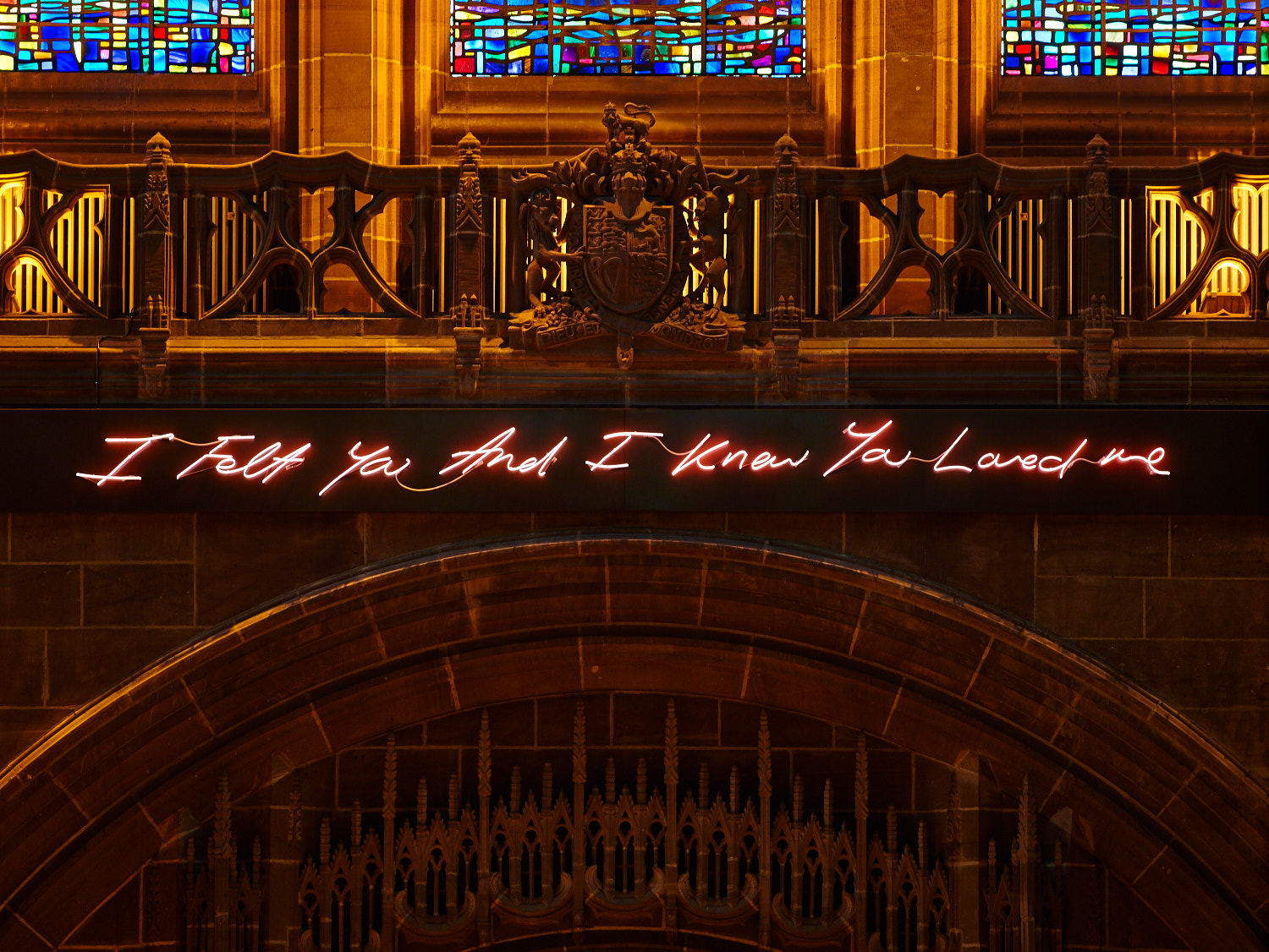'For You' Liverpool Cathedral, artist Tracey Emin