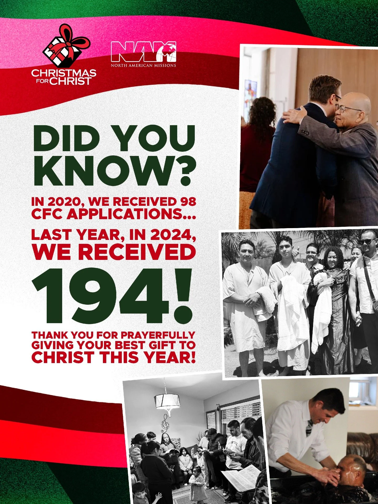 📈 There is an ever increasing need for a great ✨ #ChristmasForChrist offering this year. We more recently received a record number of CFC request applications in 2024! 🎁 Thank you for investing in our church planters!