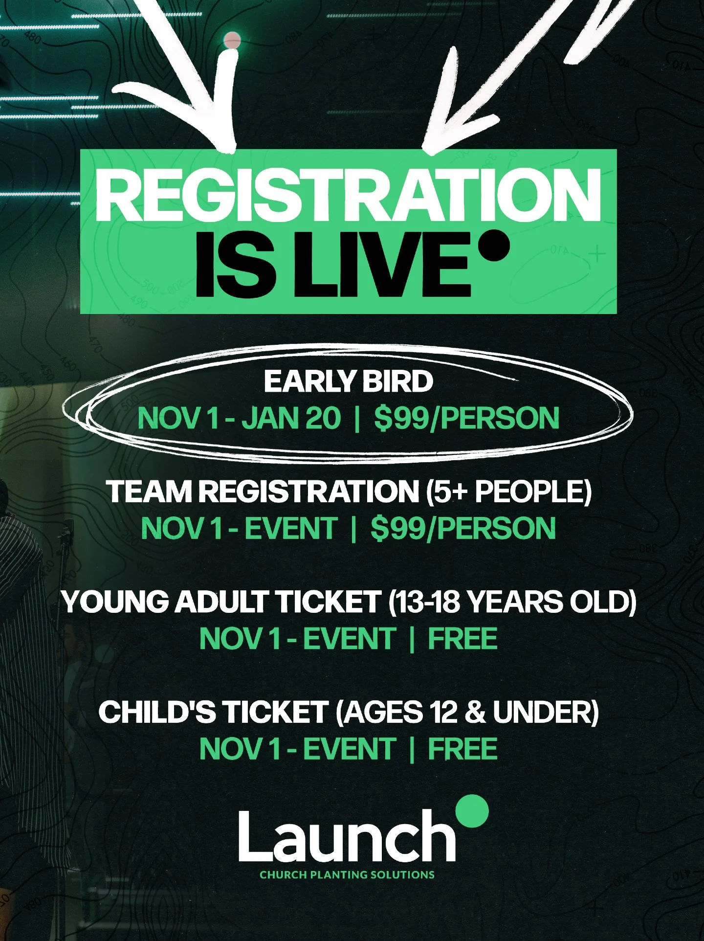 Early Bird Registration is live until January 20th! Register today! 🟢 https://launchachurch.faith