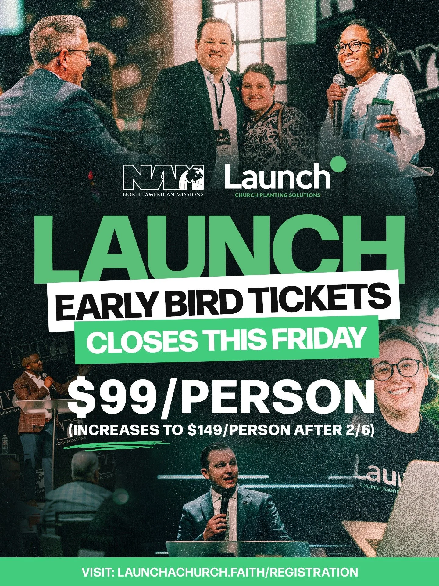 🟢 #Launch26 Early Bird Registration ends TODAY! Be sure to register TODAY for $99 per person at https://launchachurch.faith/registration
