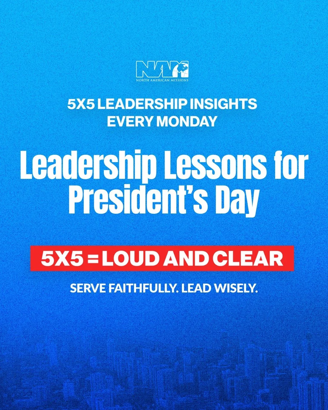 #Leadership Lessons for #PresidentsDay
#5x5 = Loud and Clear: Serve faithfully. Lead wisely.
✅ Leadership is entrusted by God.
✅ Character matters more than charisma.
✅ Vision must outlive the leader.
✅ Good leaders build trust.
✅ History remembers f
