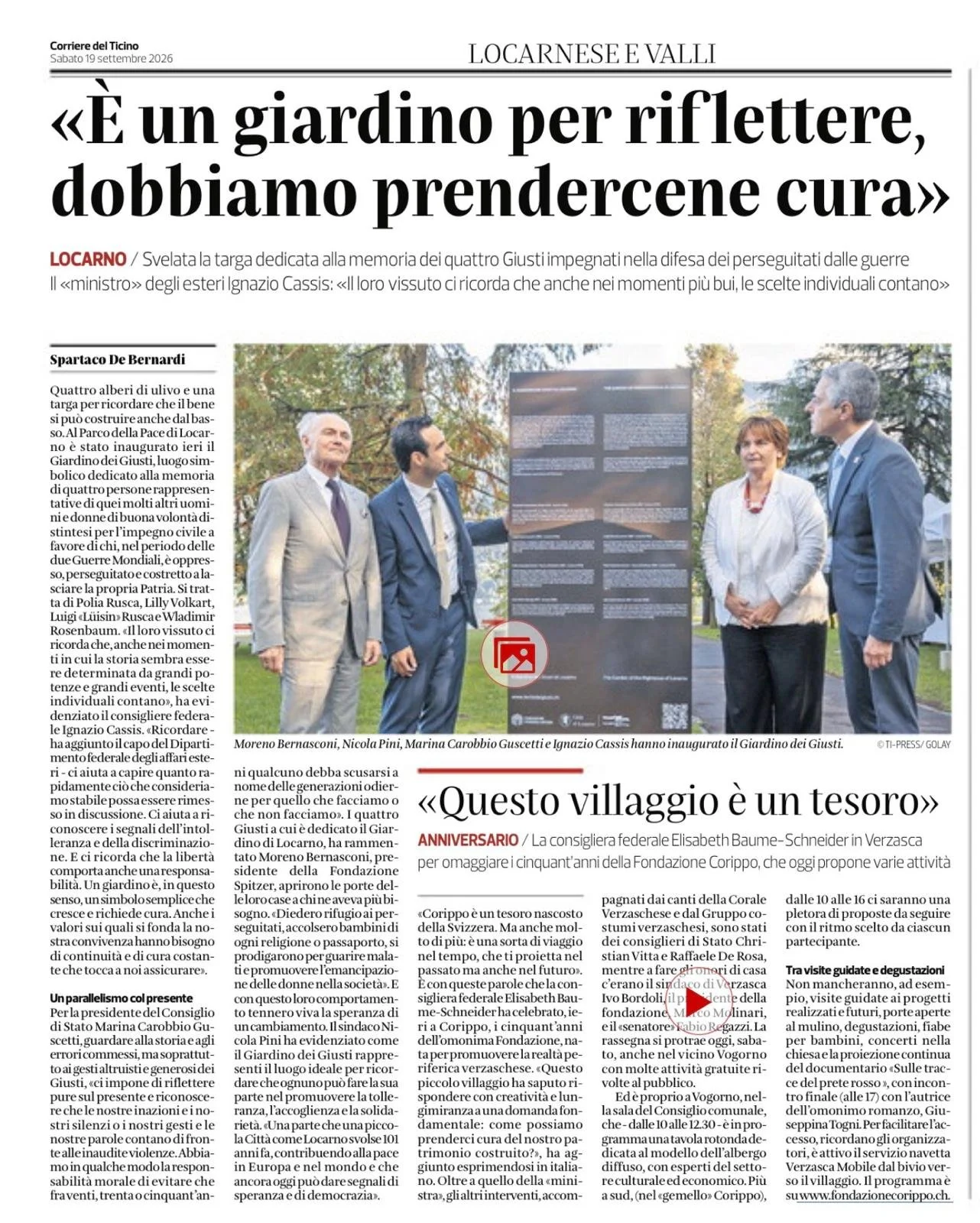 19.09.26 - Corriere del Ticino