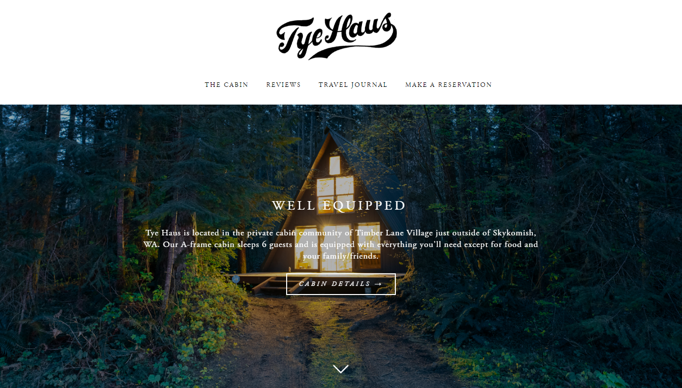 Cabin Rental B&B Accommodation Squarespace Website