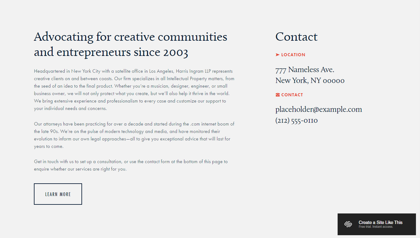 Harris Template Squarespace