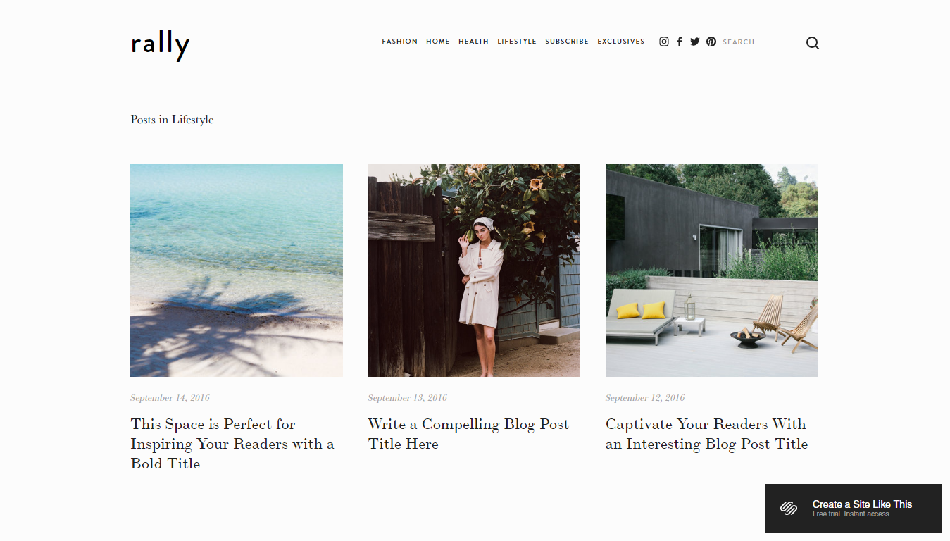 Rally Template Squarespace