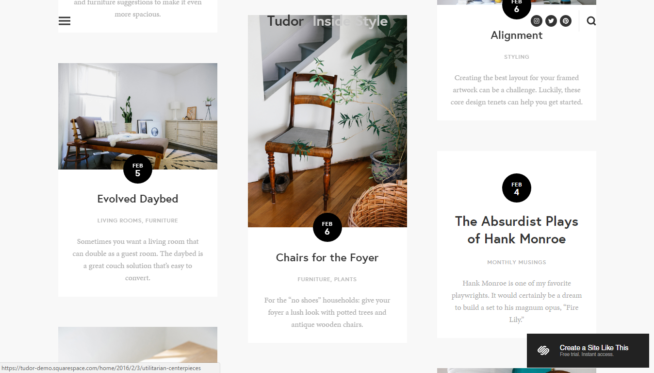 Tudor Squarespace Blog Template