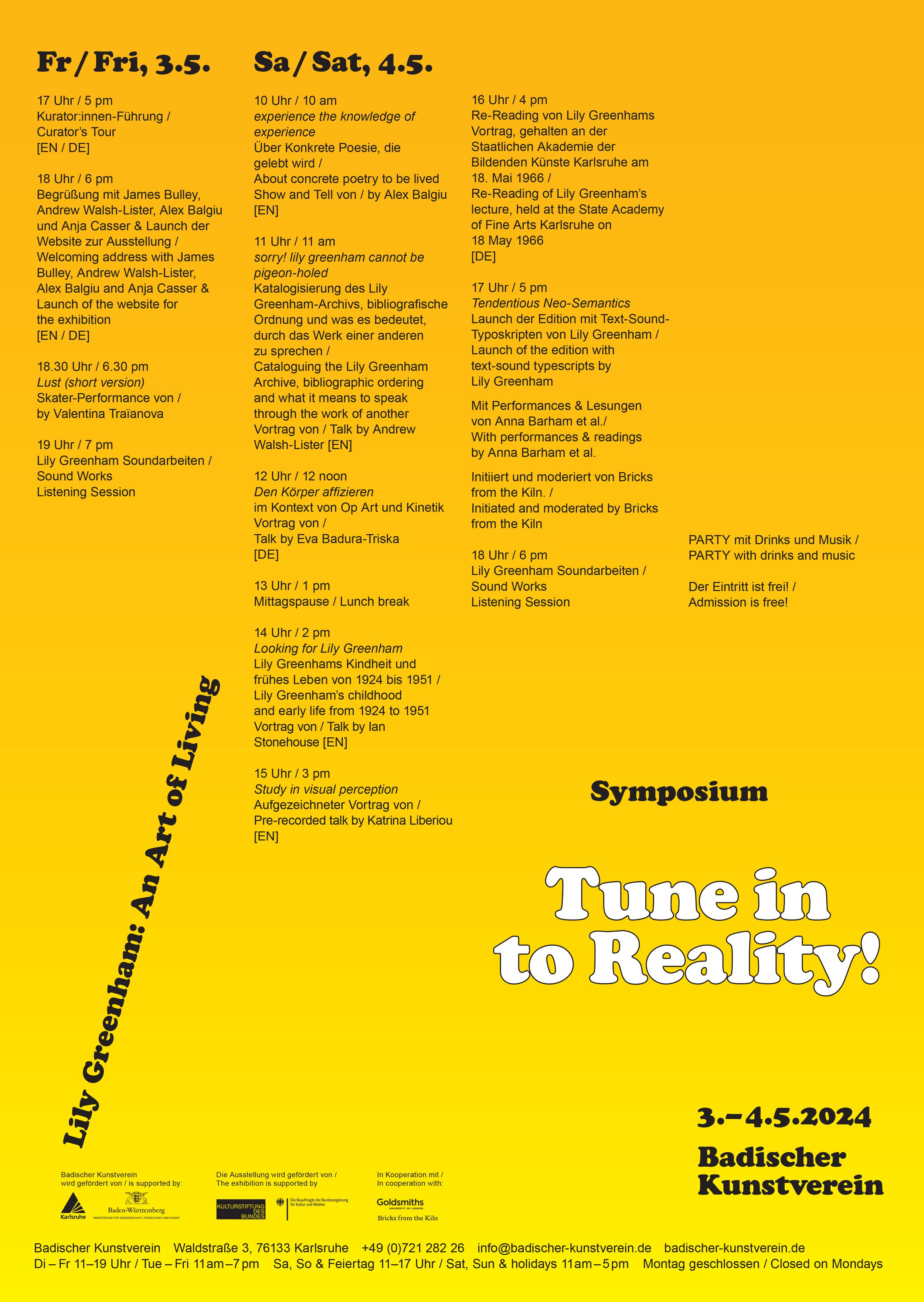 Tune in to Reality!, Symposium Programme (2024)